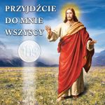 Baner na Boże Ciało "Przyjdźcie do mnie wszyscy" 150x150 cm