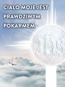 Baner na Boże Ciało "Ciało moje jest prawdziwym pokarmem" 75x100 cm