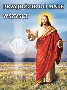 Baner na Boże Ciało "Przyjdźcie do mnie wszyscy" 75x100 cm