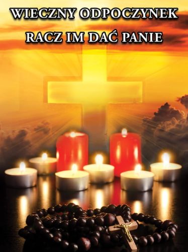Baner na Wszystkich Świętych "Wieczny odpoczynek racz im dać Panie" 75x100 cm
