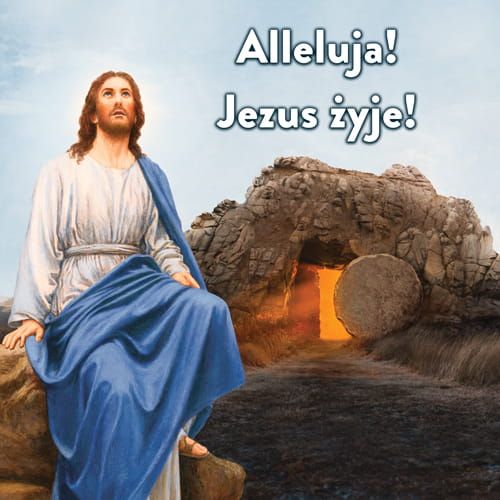Baner na Wielkanoc "Alleluja! Jezus żyje!" 150x150 cm