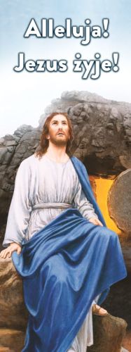 Baner na Wielkanoc "Alleluja! Jezus żyje!" 75x200 cm