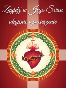 Baner na Boże Ciało "Znajdź w Jego Sercu ukojenie i pocieszenie" 75x100 cm