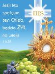 Baner na Boże Ciało "Jeśli kto spożywa ten Chleb, będzie żył na wieki" 75x100 cm