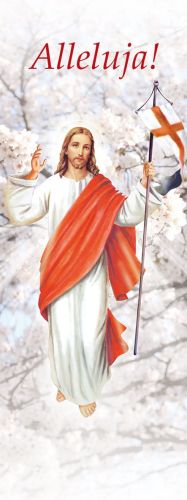 Baner na Wielkanoc "Alleluja!" - biały 75x200 cm