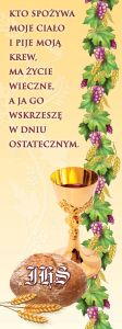 Baner na Boże Ciało "Kto spożywa moje ciało.." 75x200 cm