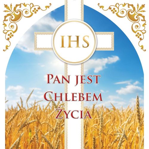 Baner na Boże Ciało "Pan jest chlebem życia" 150x150 cm