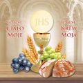 Baner na Boże Ciało "To jest ciało moje - to jest krew moja"150x150 cm