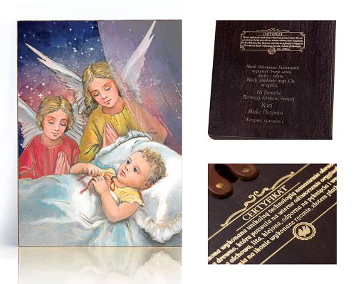 Ikona religijna Anioł Stróż dla dzieci - dedykacja / własny tekst