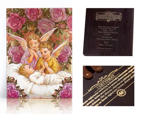 Ikona religijna Anioł Stróż  dla dzieci - dedykacja / własny tekst