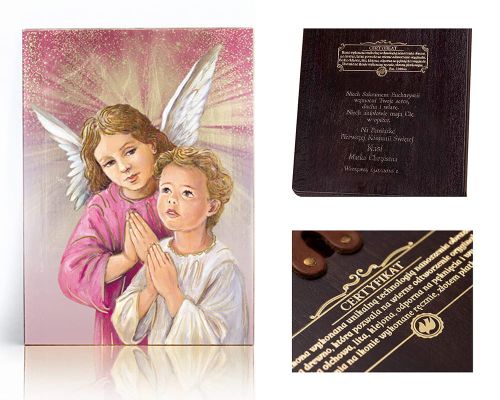 Ikona religijna Anioł Stróż dla dzieci - dedykacja / własny tekst