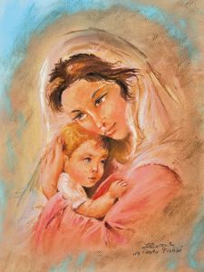 Plakat Religijny Matka Boża i Dzieciątko Jezus