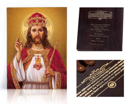 Ikona religijna Chrystus Król - dedykacja / własny tekst