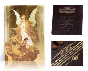 Ikona religijna Anioł Stróż dla dziecka (prezent na Chrzest Święty lub urodziny)