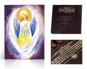 Ikona religijna Anioł Stróż z dzieckiem (pamiątka Chrztu Świętego)