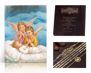 Ikona religijna Anioł Stróż dla dziecka (pamiątka Chrztu Świętego, Komunii)
