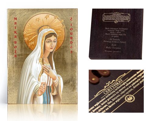 Ikona religijna Matka Boża z Lourdes (Francja) - dedykacja / własny tekst