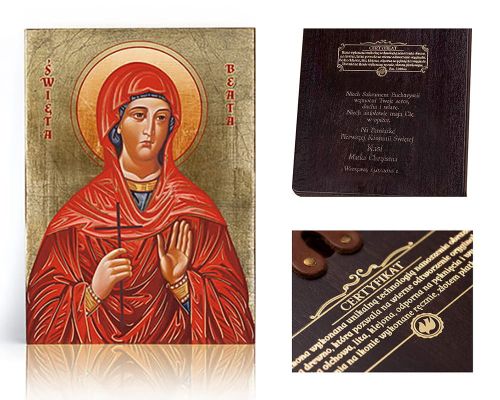 Ikona religijna Święta Beata - dedykacja / własny tekst