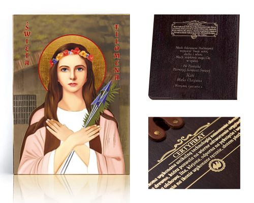 Ikona religijna Święta Filomena - dedykacja / własny tekst