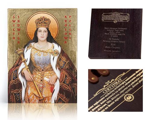 Ikona religijna Święta Jadwiga Królowa - dedykacja / własny tekst