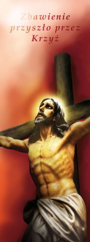 Baner na Wielki Post "Zbawienie przyszło przez.." 75x200cm