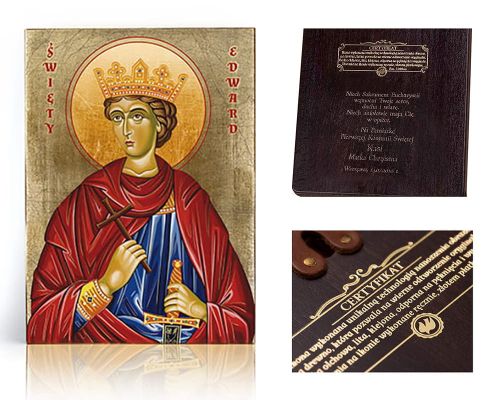 Ikona religijna Święty Edward Męczennik - dedykacja / własny tekst
