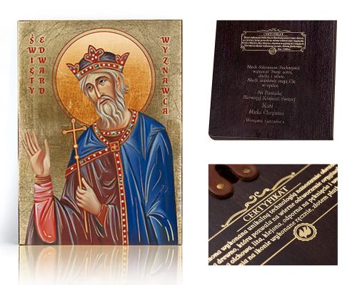 Ikona religijna Święty Edward Wyznawca - dedykacja / własny tekst
