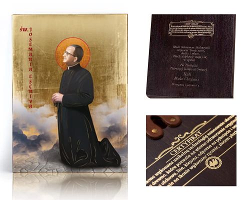 Ikona religijna Święty Josemaria Escriva de Balaguer - dedykacja / własny tekst