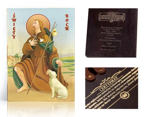 Ikona religijna Święty Roch (patron chroniący od zarazy) - dedykacja / własny tekst