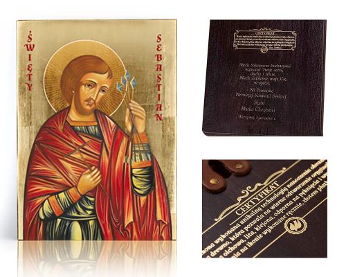 Ikona religijna Święty Sebastian - dedykacja / własny tekst