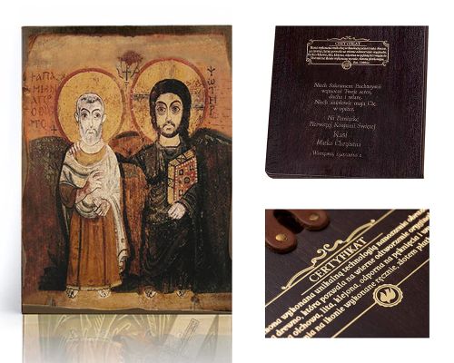 Ikona religijna Święty Menas (ikona przyjaźni) - dedykacja / własny tekst
