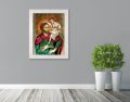 Obraz religijny na płótnie Święty Krzysztof - rama biała