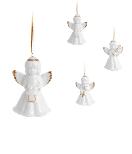Aniołek z porcelany zawieszka na choinkę