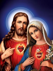 Plakat Serce Jezusa i Serce Maryi