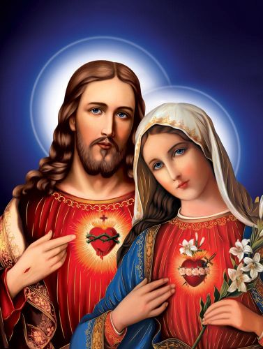Plakat Serce Jezusa i Serce Maryi