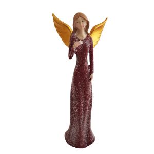 Anioł bordowa sukienka figurka 22 cm