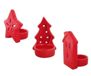 Świecznik porcelanowy czerwony