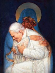 Plakat Religijny Matka Boża i Św. Jan Paweł II