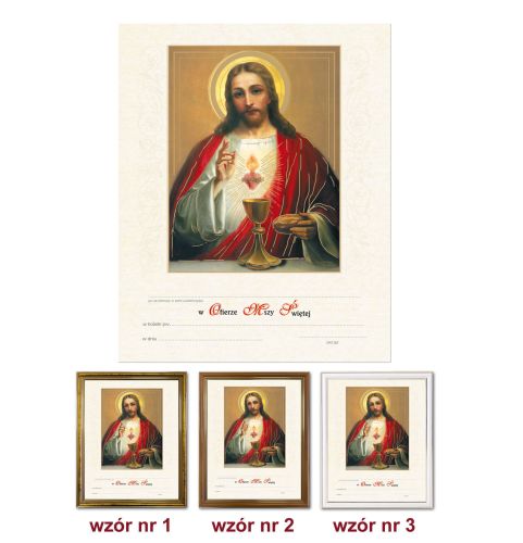 Pamiątka Pierwszej Komunii Świętej - Jezus Chrystus z Eucharystią - ramki