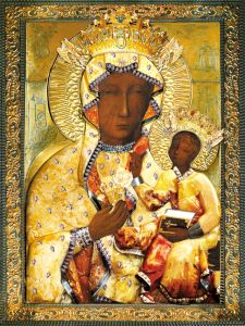 Plakat Religijny Matka Boża Częstochowska w sukni bursztynowej