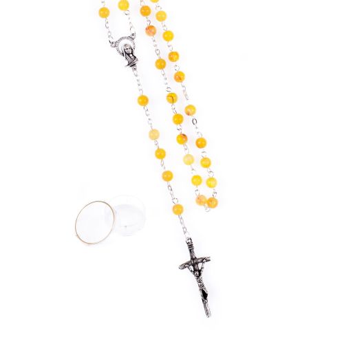 Różaniec - imitacja bursztynu - etui