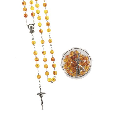 Różaniec Święty bursztyn syntetyczny - etui