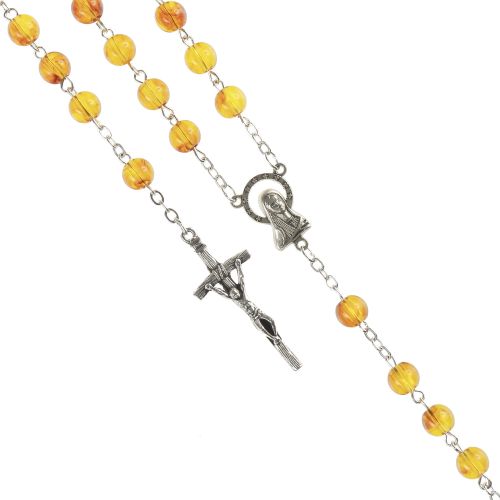 Różaniec Święty bursztyn syntetyczny - etui
