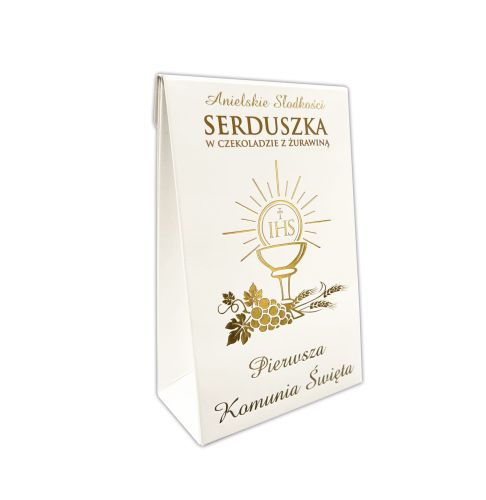 Upominek komunijny - serduszka w czekoladzie z żurawiną - 100g