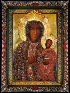 Plakat religijny Matka Boża Częstochowska suknia Rubinowa