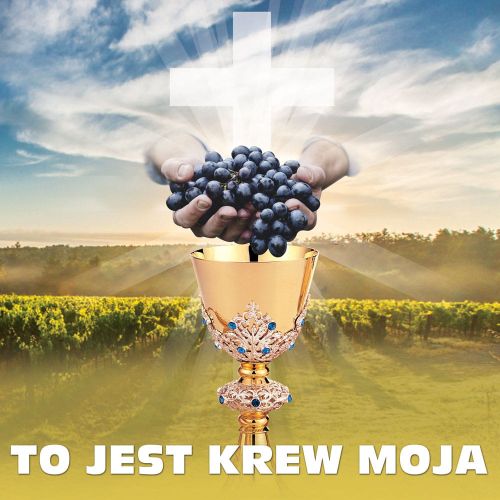 Baner na Boże Ciało, Symbole Eucharystii "To jest krew Moja" 150x150 cm
