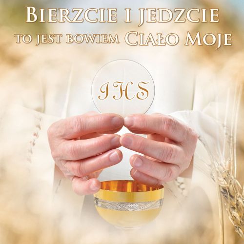 Baner religijny "Bierzcie i jedzcie, To jest bowiem Ciało moje" 150x150 cm
