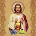 Baner religijny z Jezusem Chrystusem - symbole eucharystyczne 150x150 cm