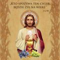 Baner religijny symbole eucharystyczne "Kto Spożywa ten Chleb będzie żył na wieki" 150x150 cm
