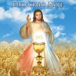 Baner religijny Boże Ciało "Oto Ciało Moje" 150x150 cm